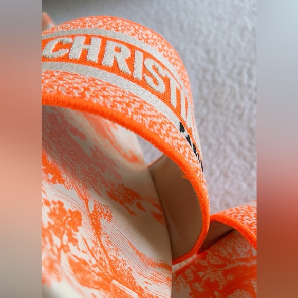 Authentic Christian Dior Dway Slides Sandals Fluo Toile de Jouy Embroidered - Picture 3 of 16